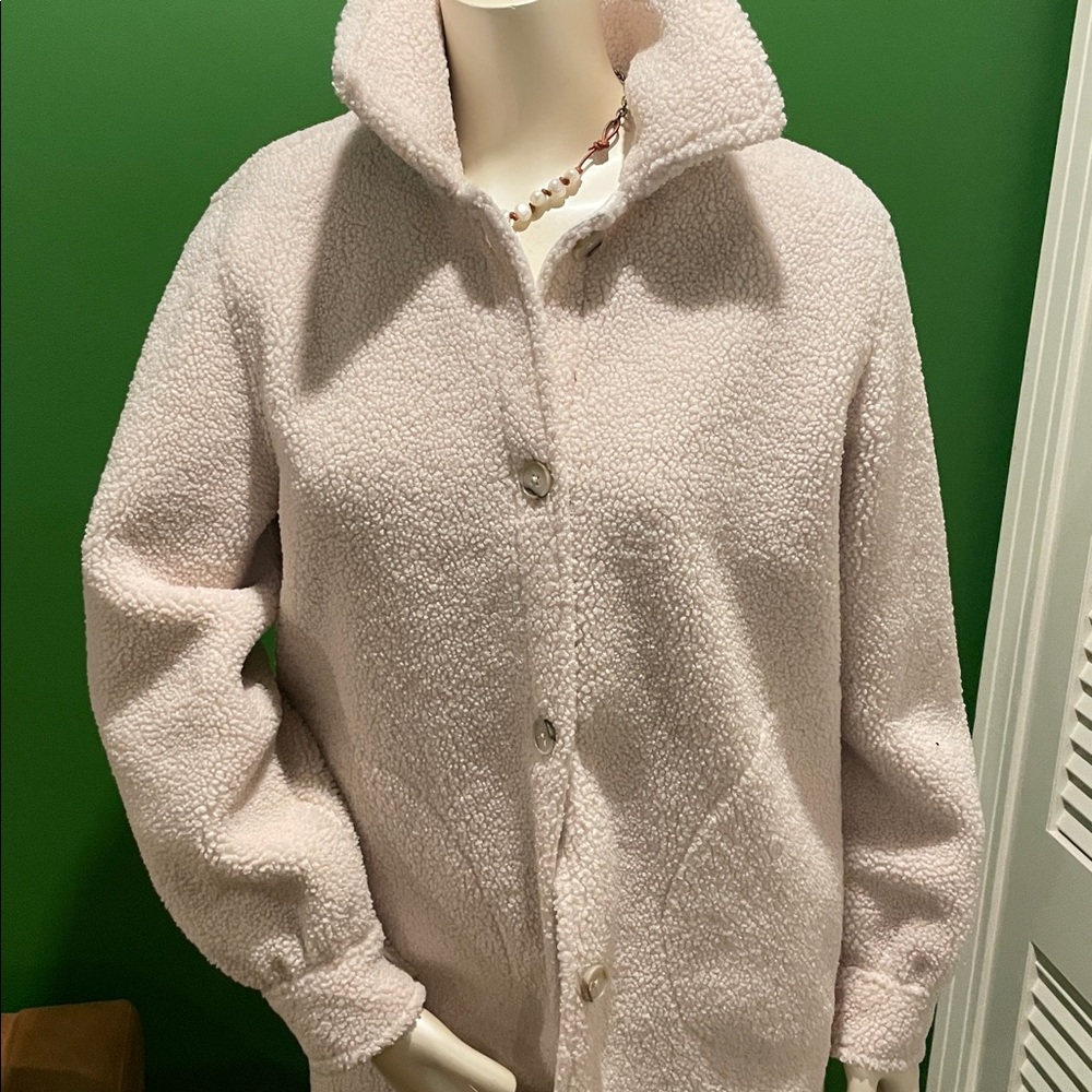 SPANX Luxe Teddy Fleece Shirt Jacket Shacket in Snow White Size M; Fall